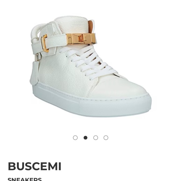 Buscemi Shoes - Buscemi White Sneakers with Gold Hardware